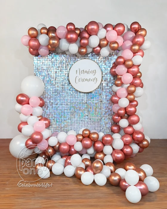 birthday Silver Sequin Rose Gold Naming Ceremony Decor